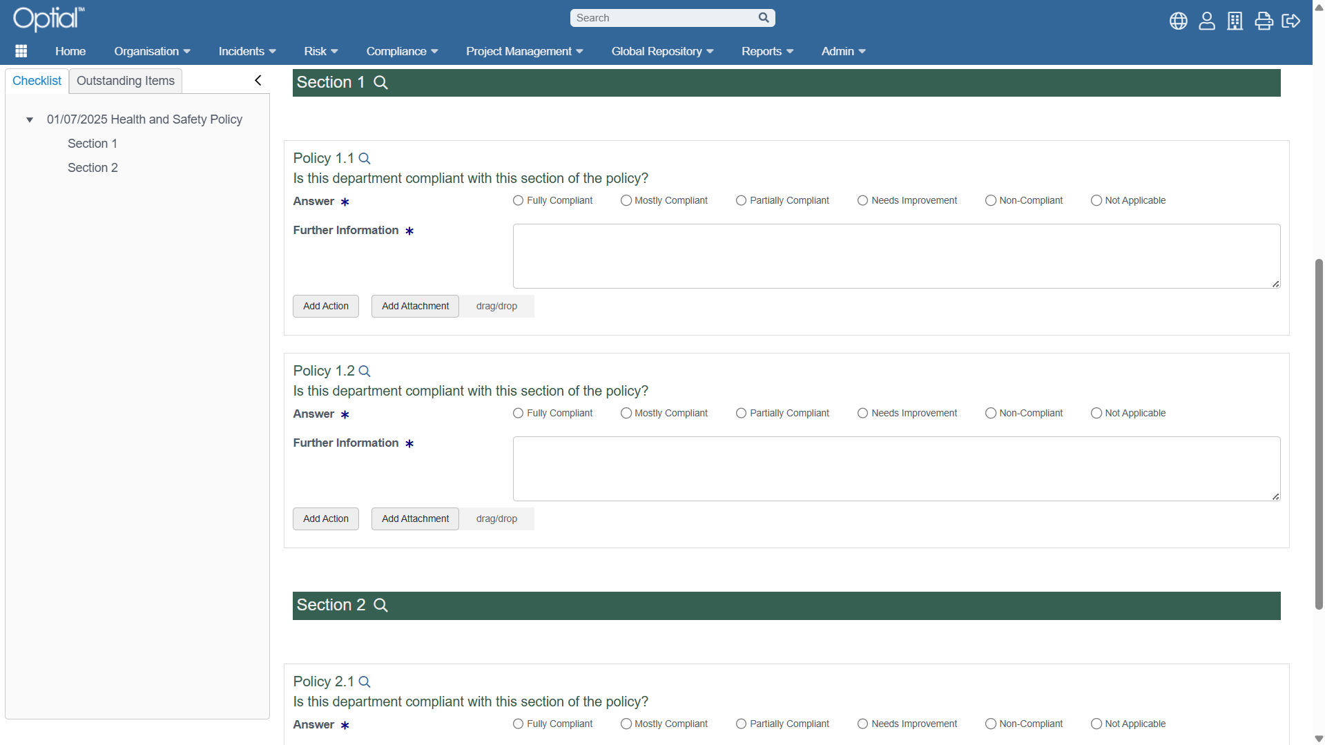 screenshot of Optial SmartStart